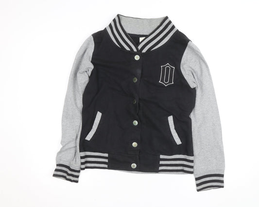 ONLY Unisex Black Grey Varsity Jacket M Casual Cotton Blend