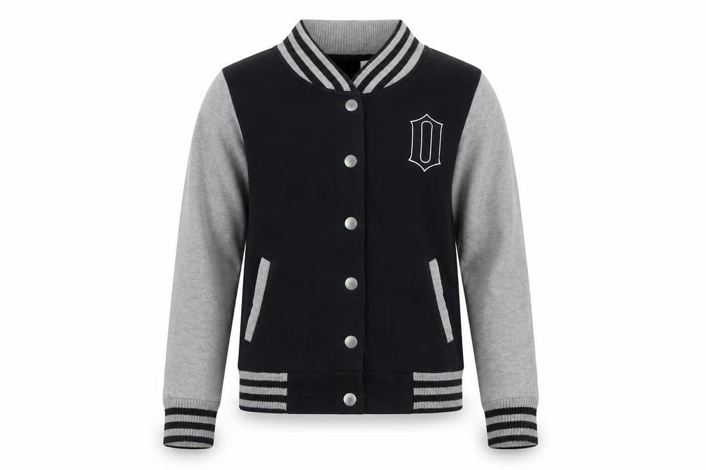 ONLY Unisex Black Grey Varsity Jacket M Casual Cotton Blend