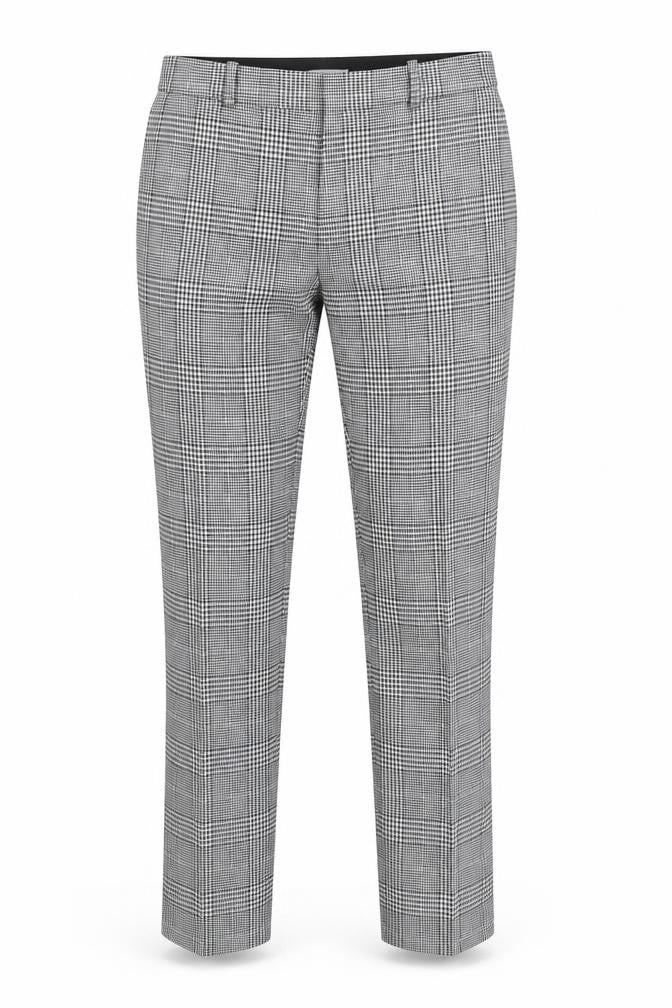 H&M Men's Grey Check Slim Fit Chino Trousers Size M