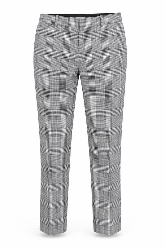 H&M Men's Grey Check Slim Fit Chino Trousers Size M