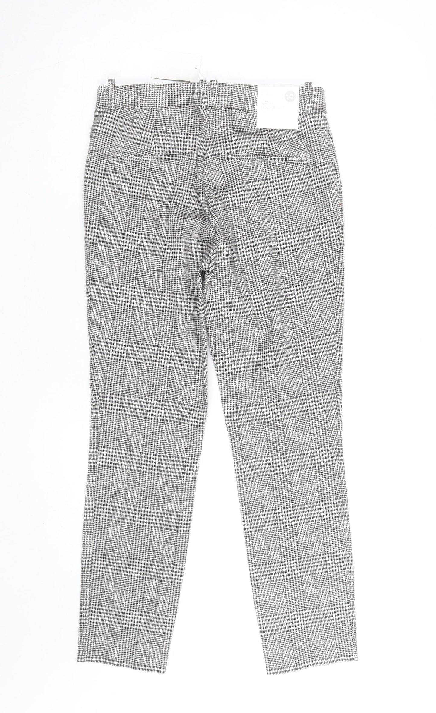 H&M Men's Grey Check Slim Fit Chino Trousers Size M