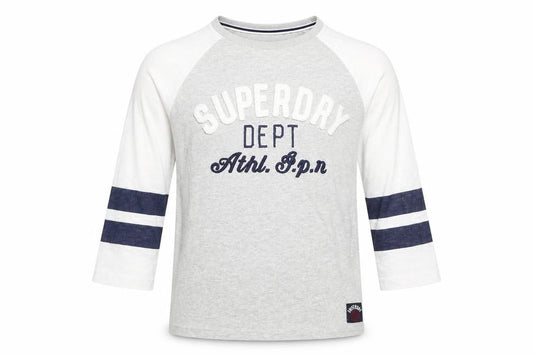Superdry Men's Grey Graphic 3/4 Sleeve Athletic Top XS