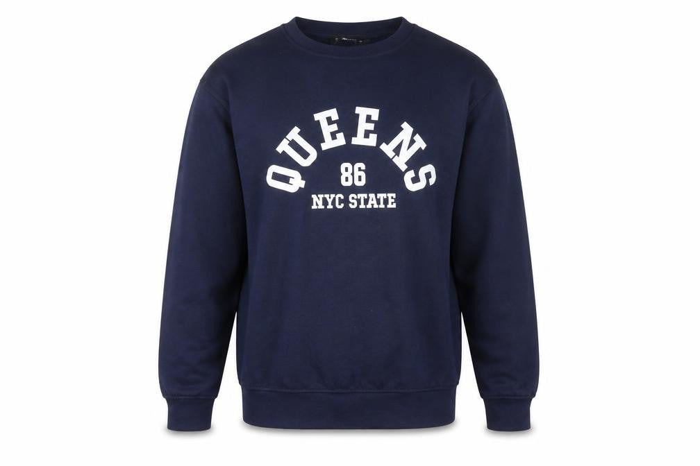 Dunnes Men's Blue XS Pullover Sweatshirt QUEENS 86 Graphic