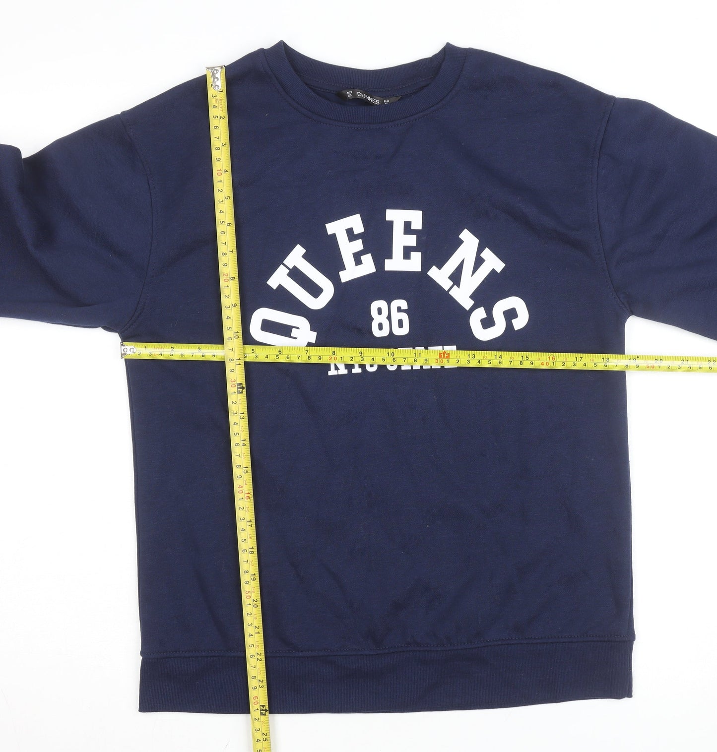 Dunnes Stores Men's Blue XS Pullover Sweatshirt QUEENS 86 Graphic