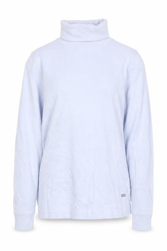 Paco Coastal Women Blue Roll Neck Long Sleeve Cotton Top Size 10
