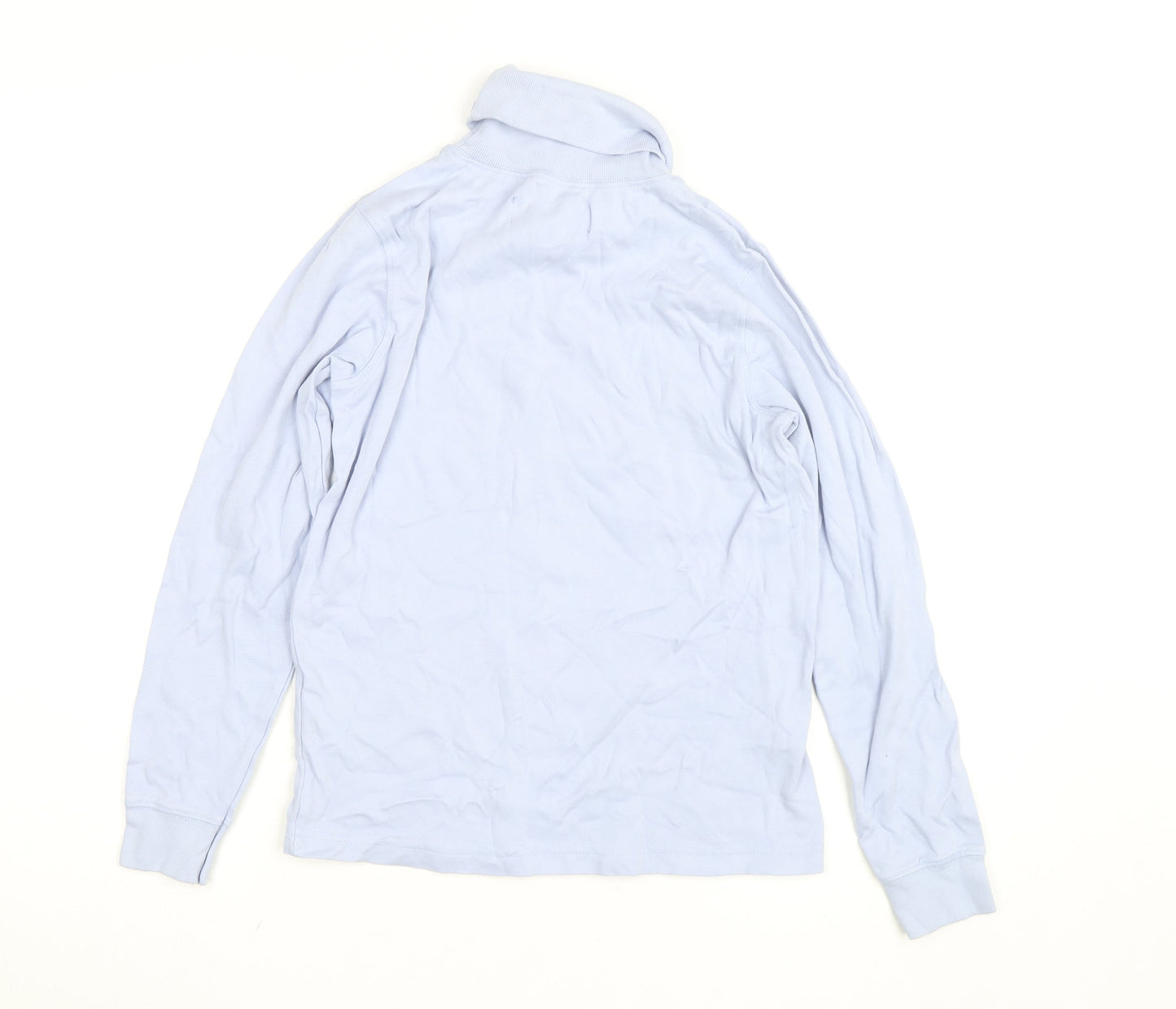 Paco Coastal Women Blue Roll Neck Long Sleeve Cotton Top Size 10