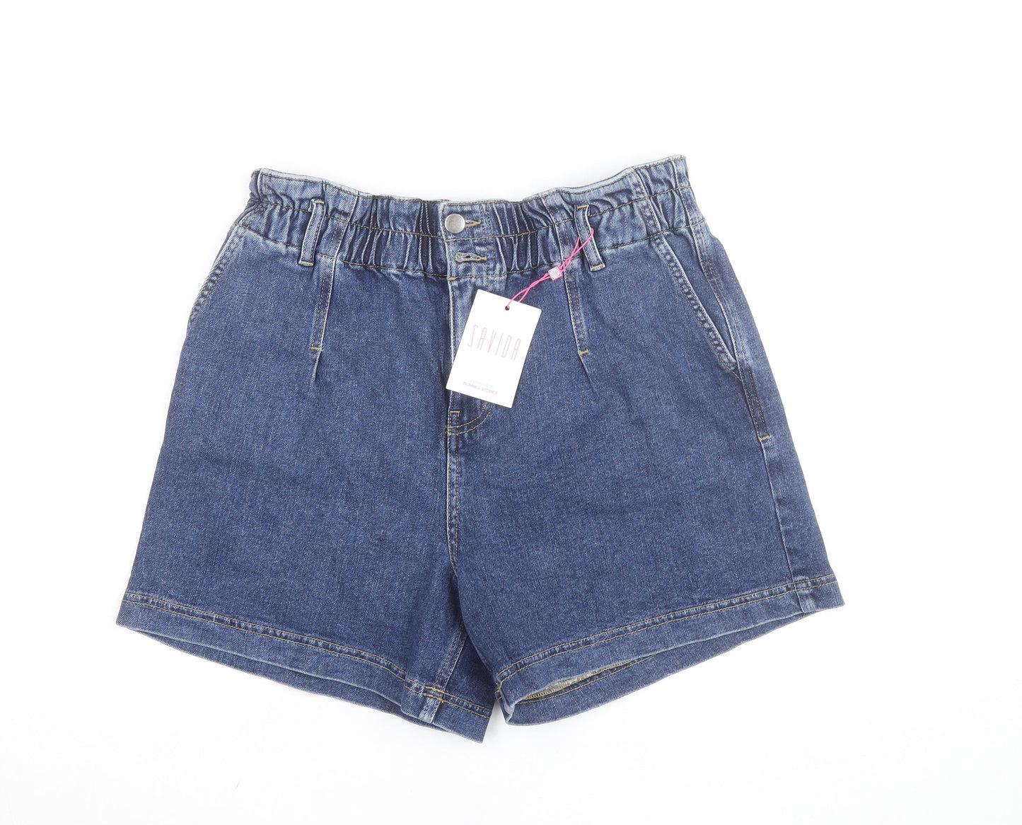 Savida Women's Blue Denim Paperbag Shorts Size 10
