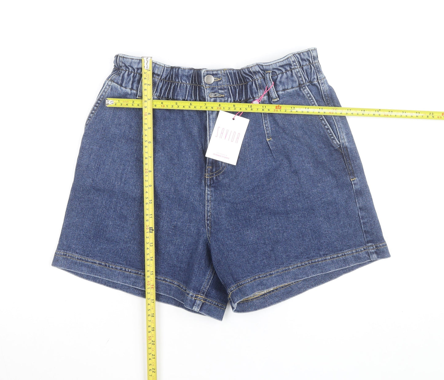 Savida Women's Blue Denim Paperbag Shorts Size 10