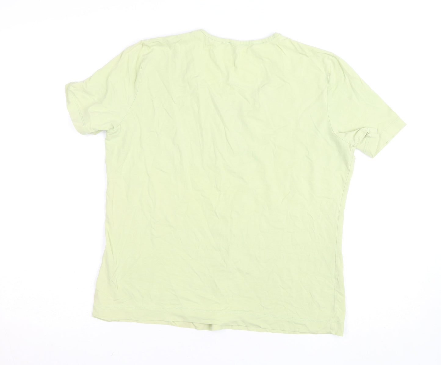 Bianca Womens Green Beaded Cotton T-Shirt Size 16