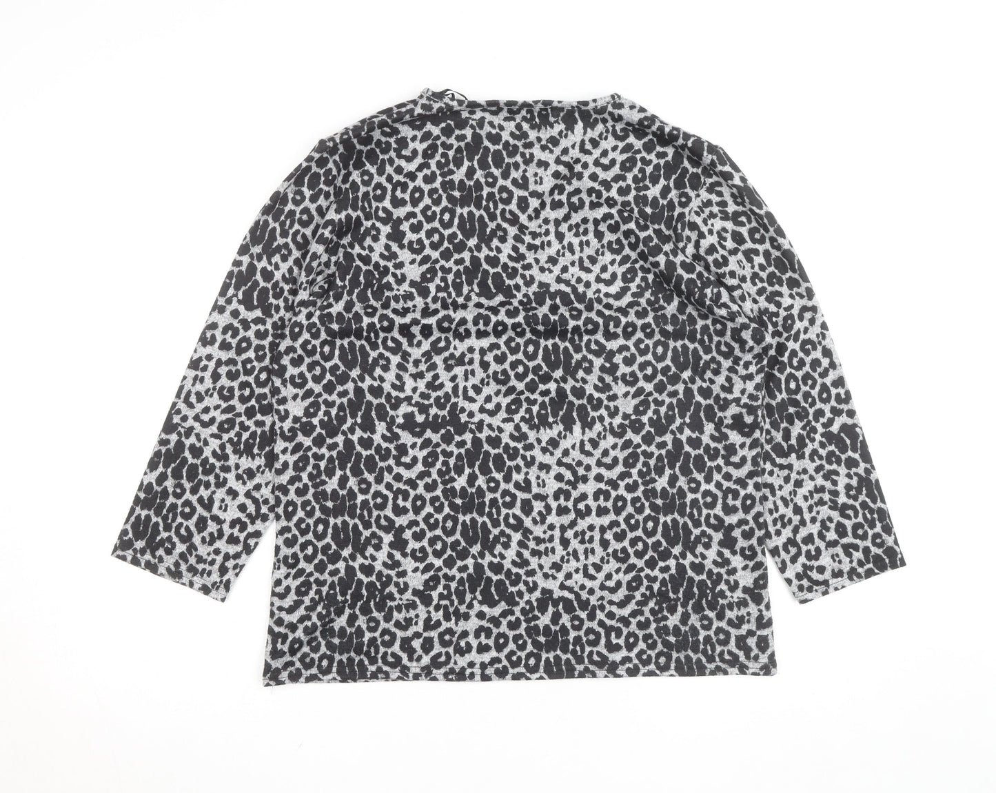 Gerard Women's Grey Animal Print V-Neck Jersey Blouse Size 14