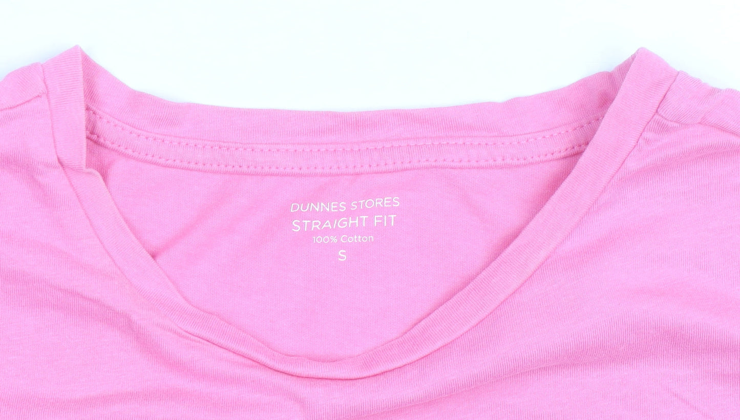 Dunnes Stores Women's Pink Cotton T-Shirt Small