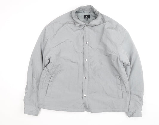 H&M Men Grey Relaxed Fit Lightweight Button Jacket Size M