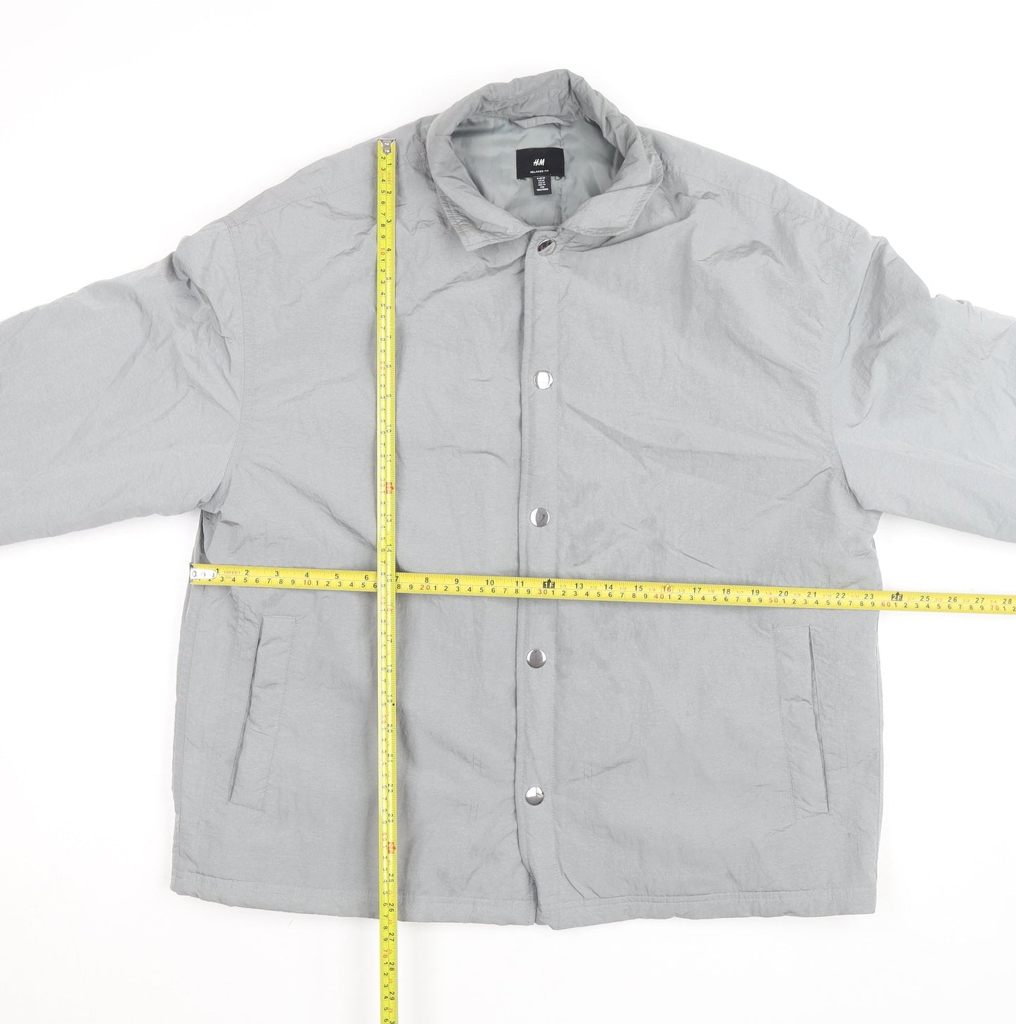 H&M Men Grey Relaxed Fit Lightweight Button Jacket Size M