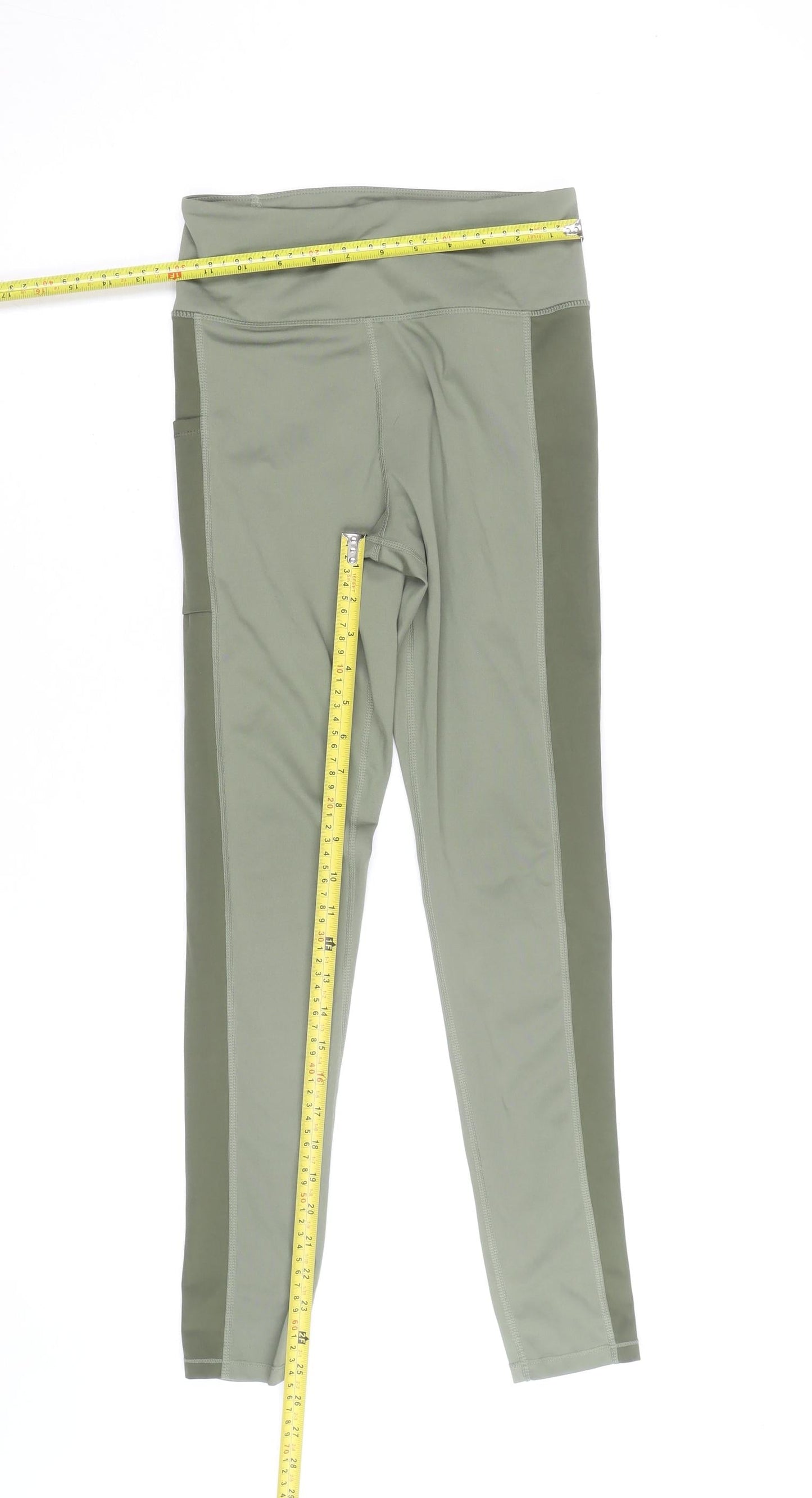 H&M Women Green M Active Leggings with Side Pockets