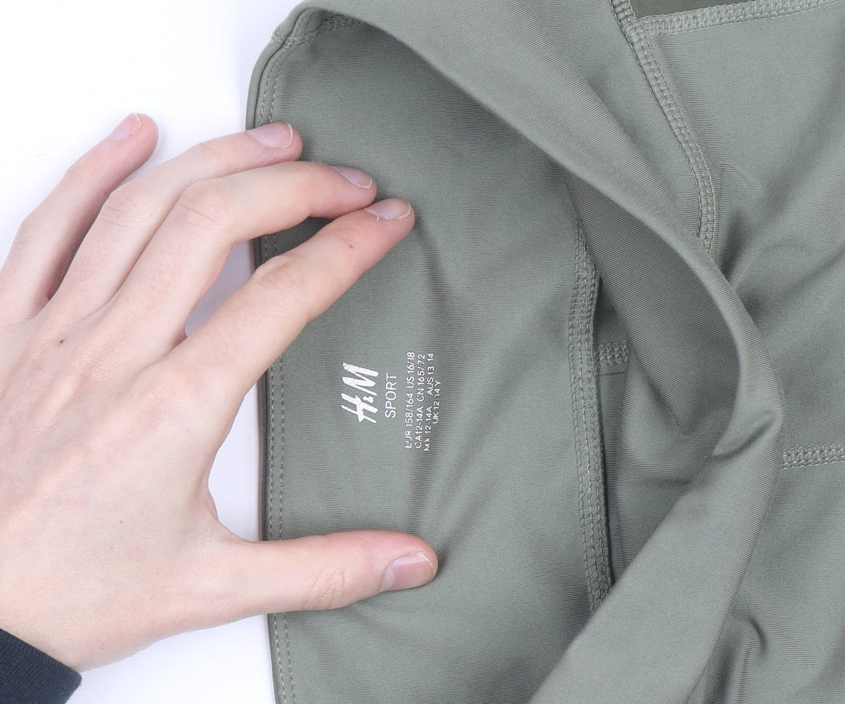 H&M Women Green M Active Leggings with Side Pockets