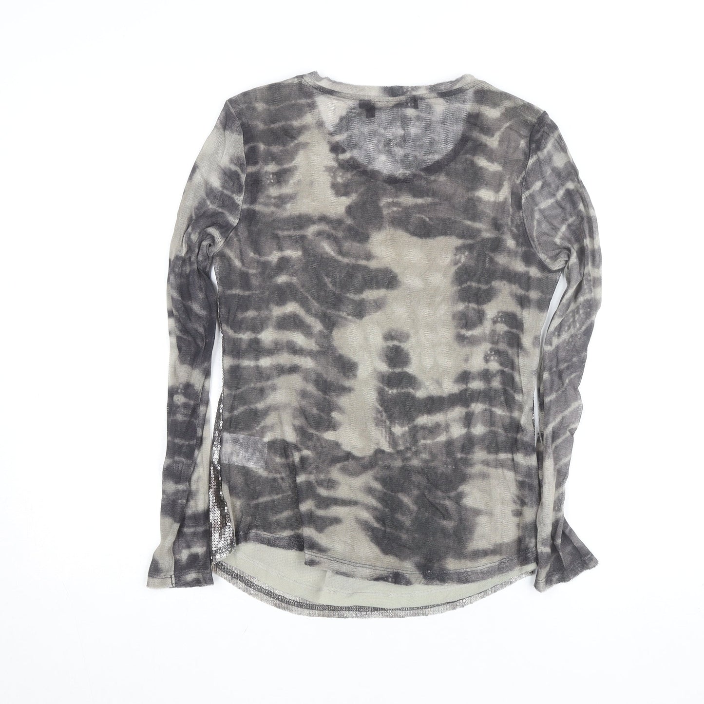 Marc Aurel Women's Grey Sequin Long Sleeve Cotton T-Shirt Size 8