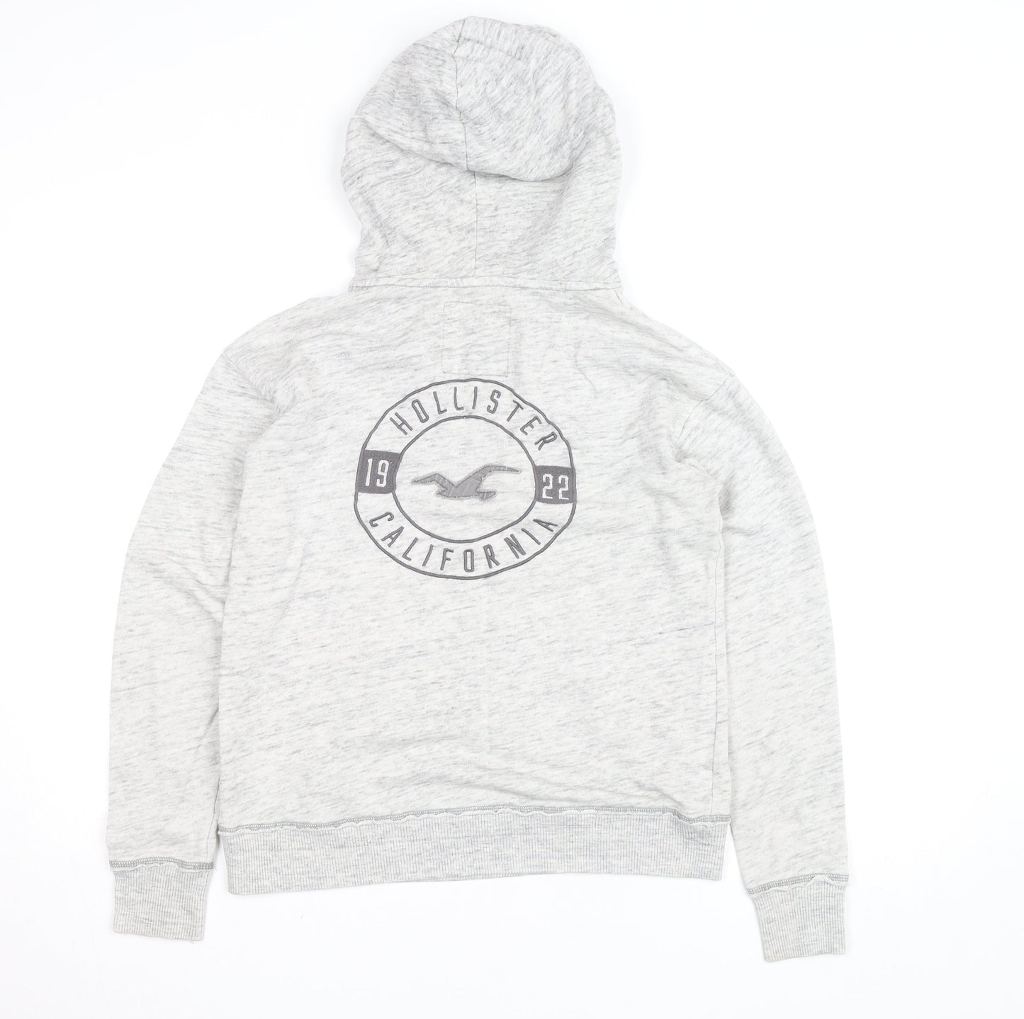 Hollister Women’s Grey Pullover Hoodie Small Logo Print Cotton Blend