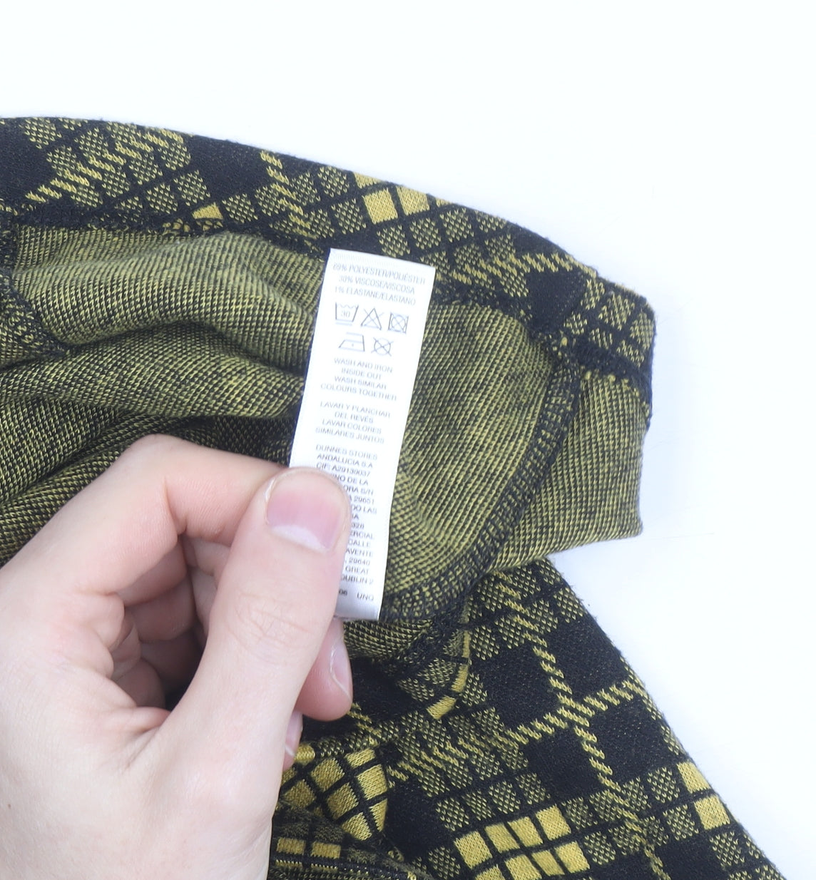Stradivarius Women Yellow Check High Neck Long Sleeve Blouse Size 10