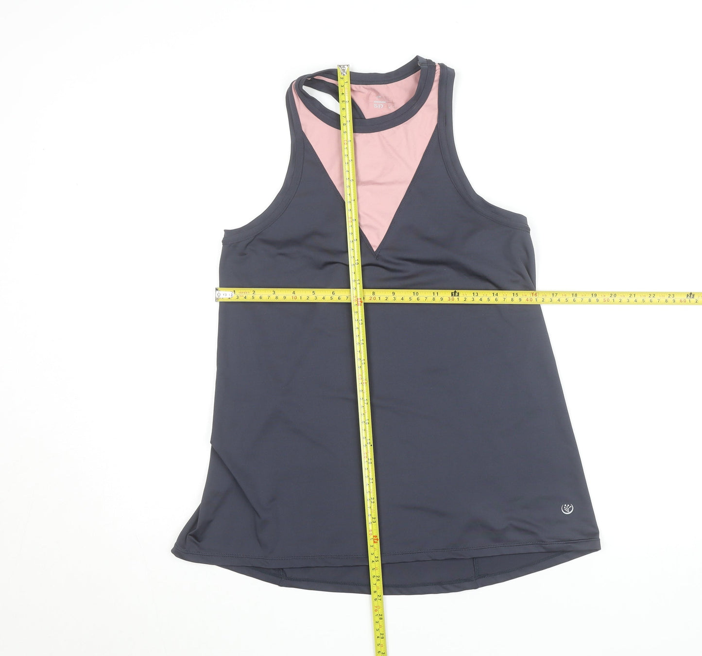 Marks and Spencer Women's Grey & Pink Racerback Tank Top Size S