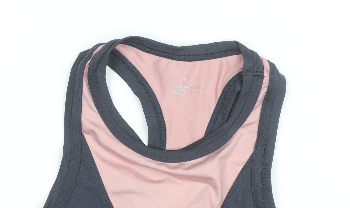 Marks & Spencer Women's Grey & Pink Racerback Tank Top Size S