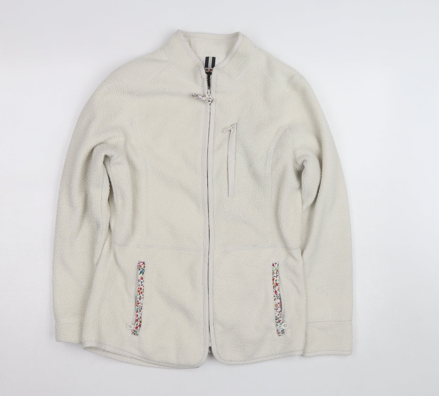 Joules Women's Ivory Full Zip Fleece Jumper Size 8 Classic Fit