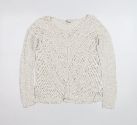 American Eagle Outfitters Women’s Ivory Open-Knit Cotton Jumper Size S
