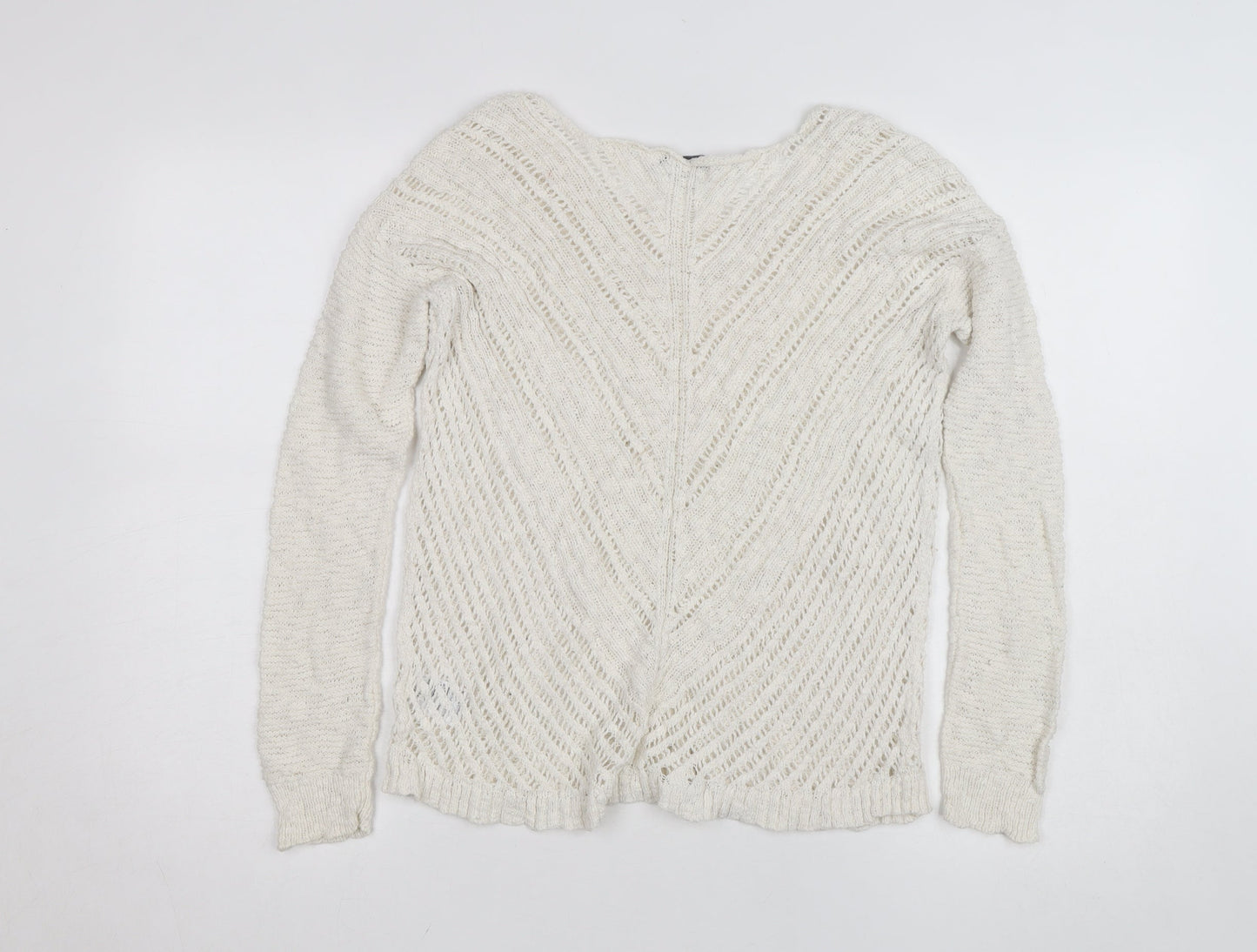 American Eagle Outfitters Women’s Ivory Open-Knit Cotton Jumper Size S