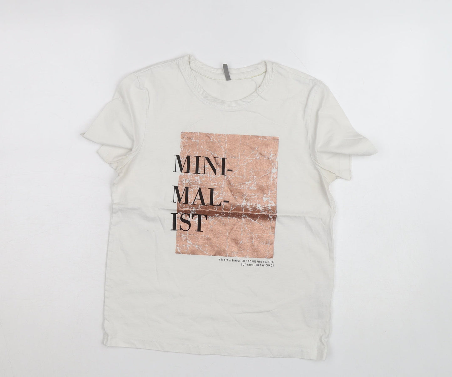 ONLY Women’s White Minimalist Print Cotton T-Shirt Size S