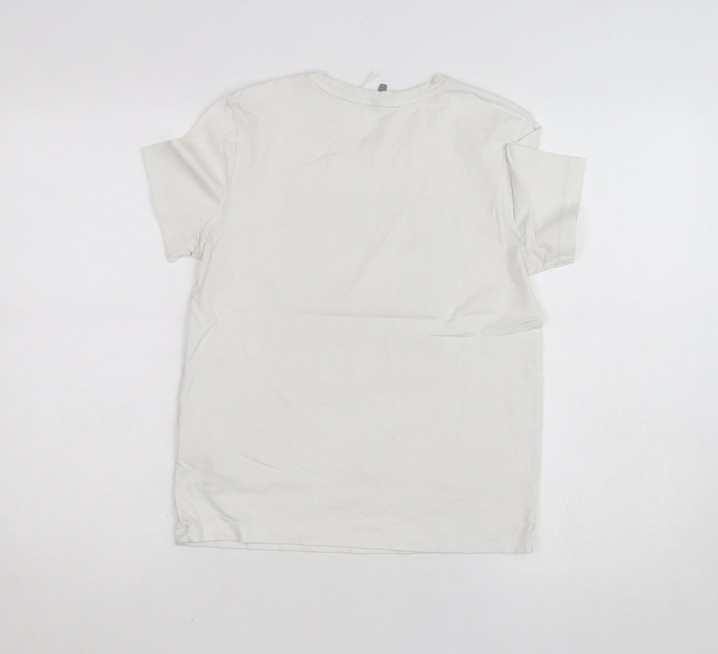 ONLY Women’s White Minimalist Print Cotton T-Shirt Size S