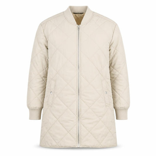 Dunnes Women Beige Quilted Long Jacket Size L