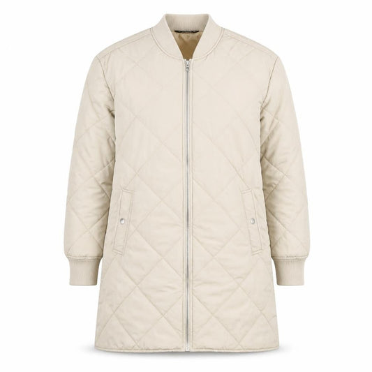 Dunnes Women Beige Quilted Long Jacket Size L