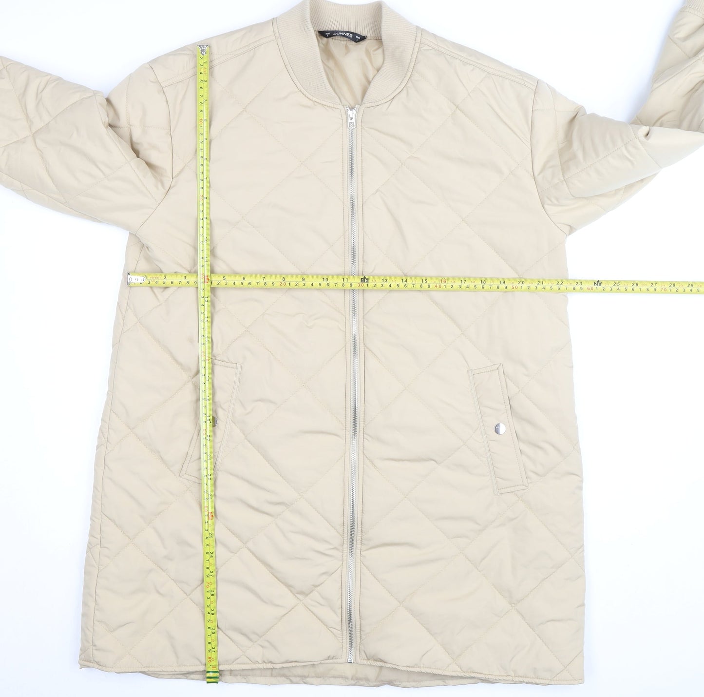 Dunnes Women Beige Quilted Long Jacket Size L