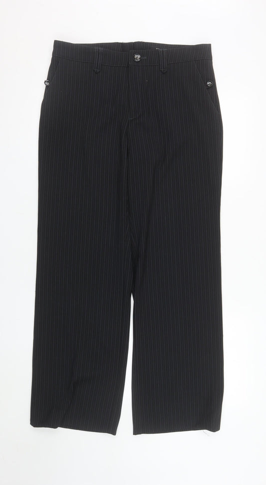 GreenHouse Women's Black Pinstripe Straight Leg Trousers Size 12
