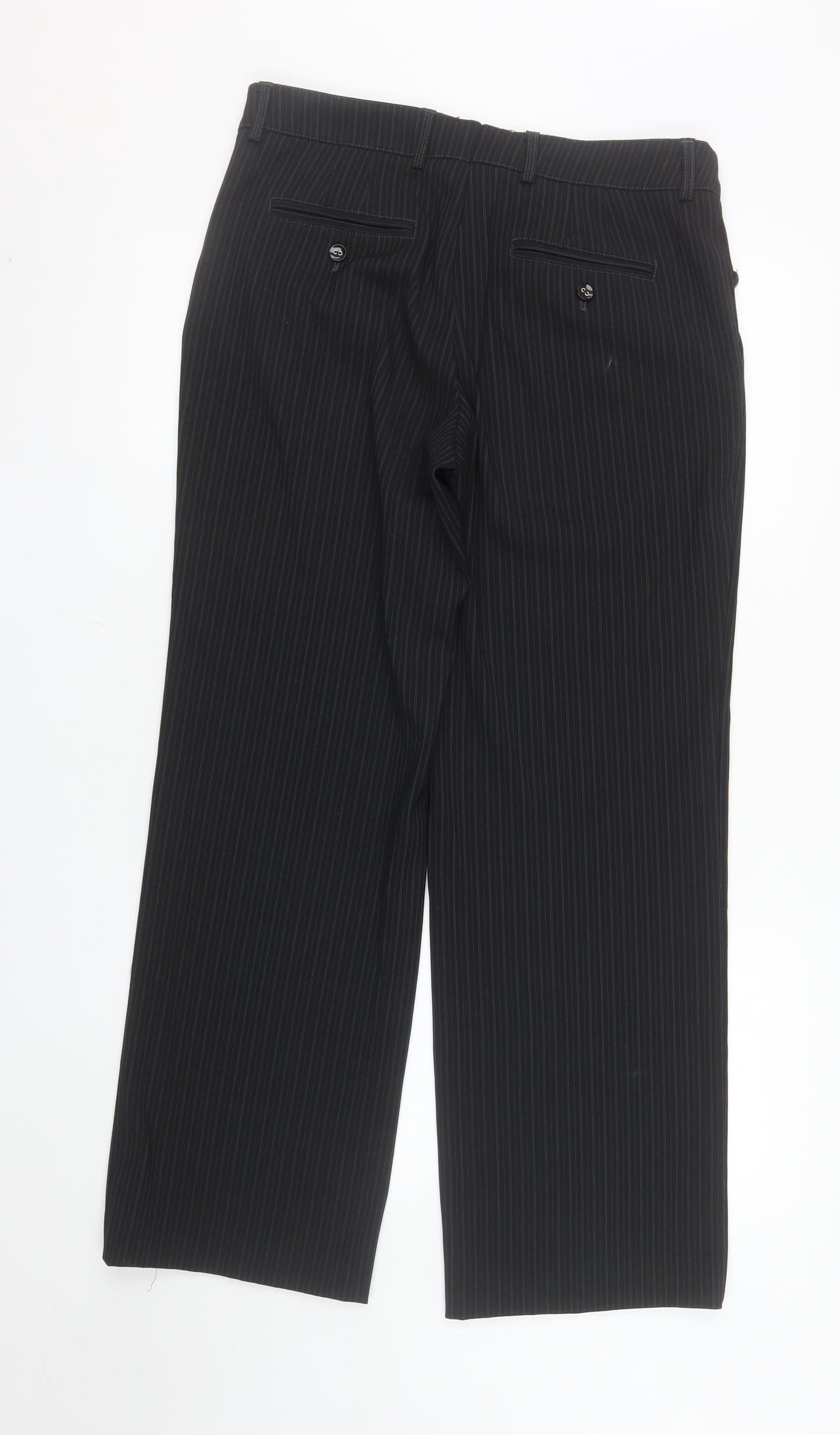 GreenHouse Women's Black Pinstripe Straight Leg Trousers Size 12