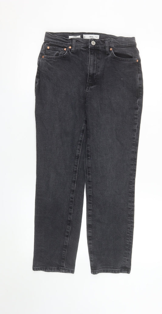 MNG Women's Black Straight Jeans Size 10 Slim Fit High Rise
