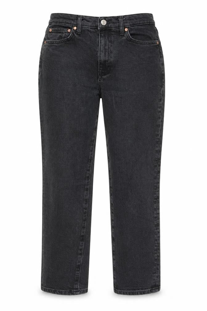 Mango Women's Black Straight Jeans Size 10 Slim Fit High Rise