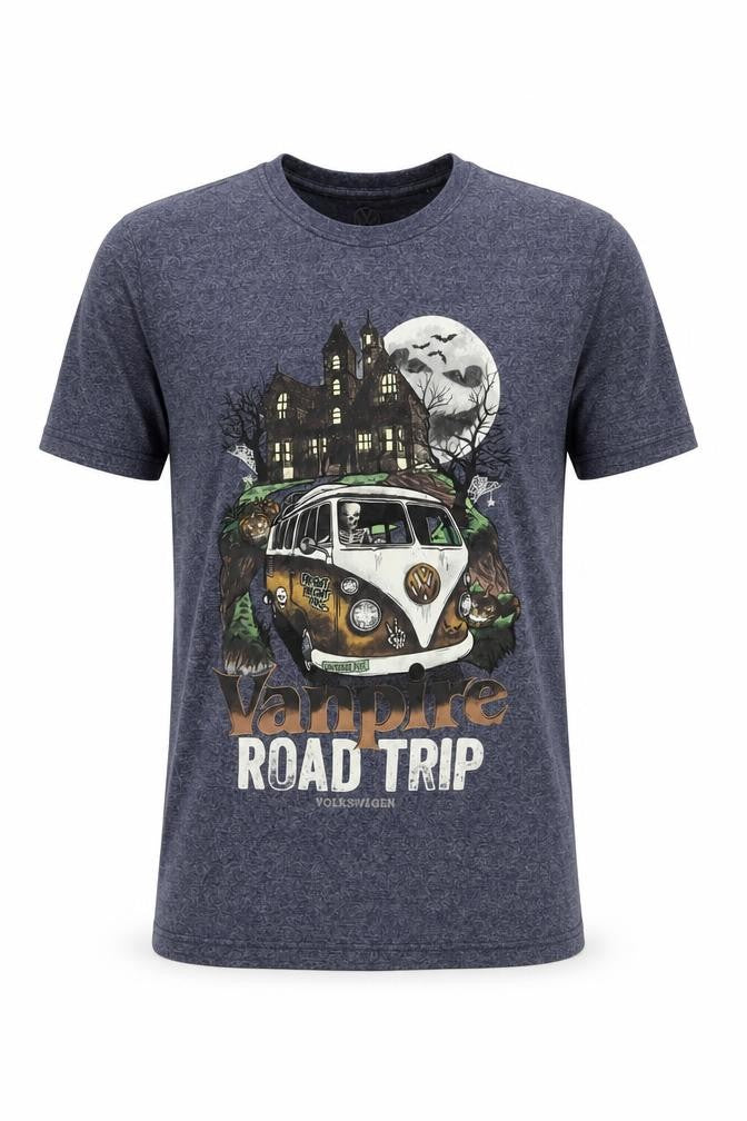 Volkswagen Men's Blue Vampire Road Trip Graphic T-Shirt Size S