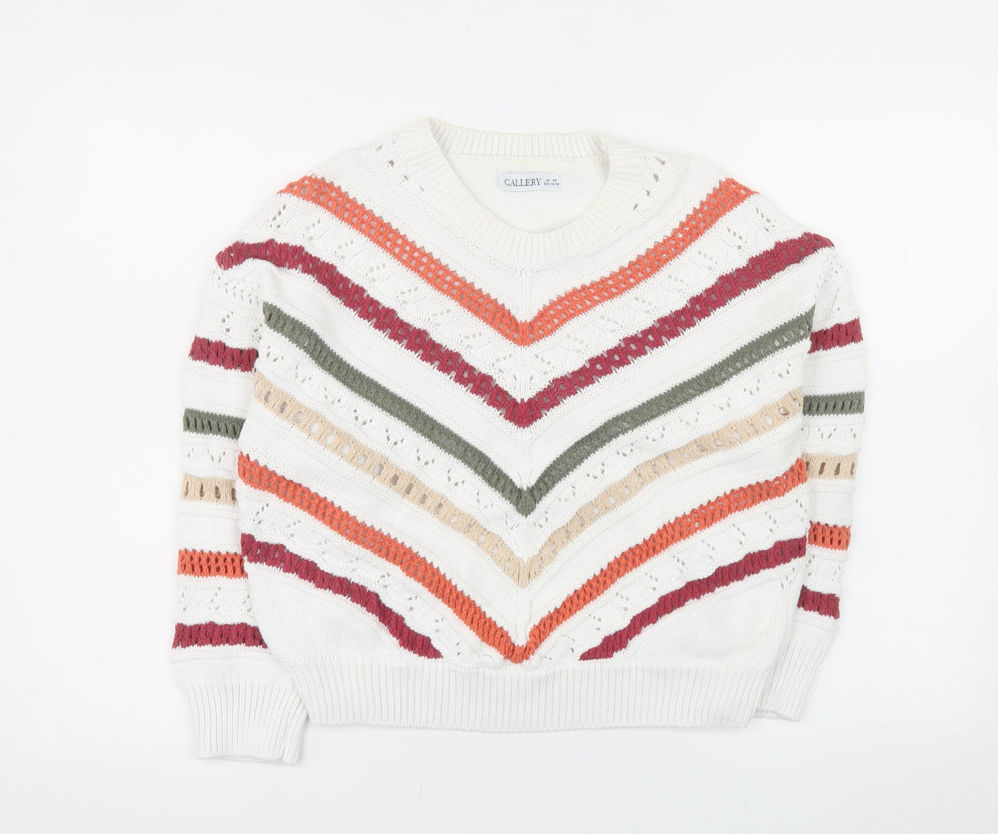 Gallery Women's Multicoloured Striped Knit Crew Neck Jumper XS