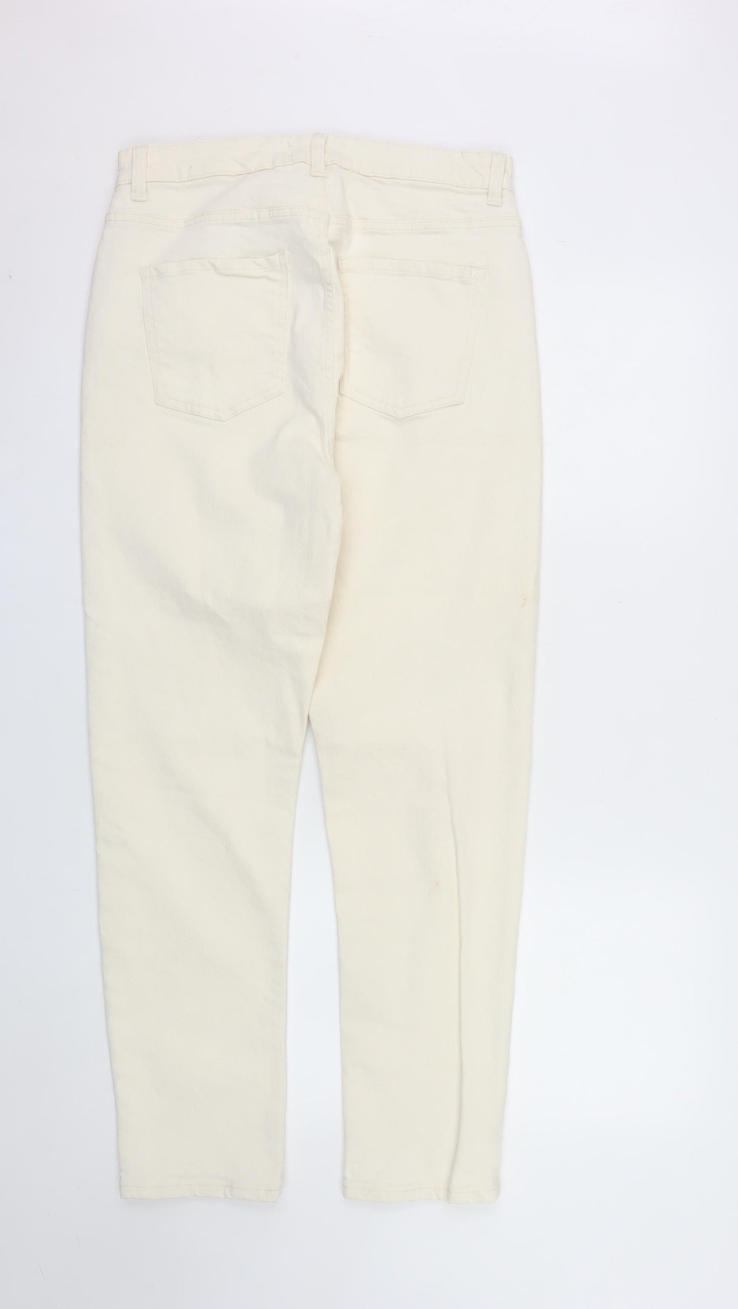 Primark Women Ivory Slim Straight High Waist Denim Jeans Size 12