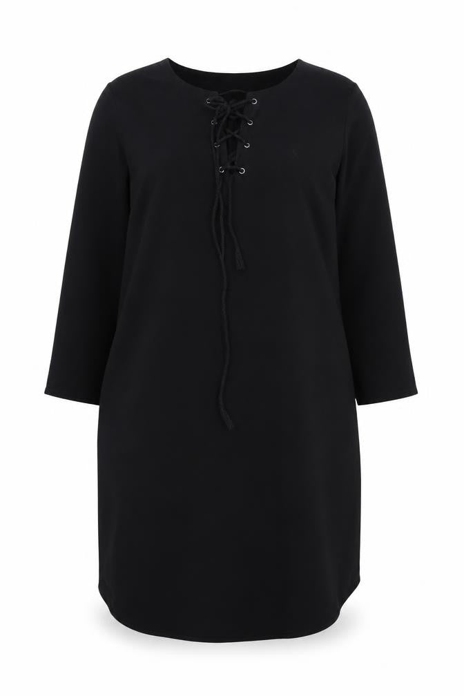 Hush Women Black Size 16 Shift Lace Up Knee Length Dress