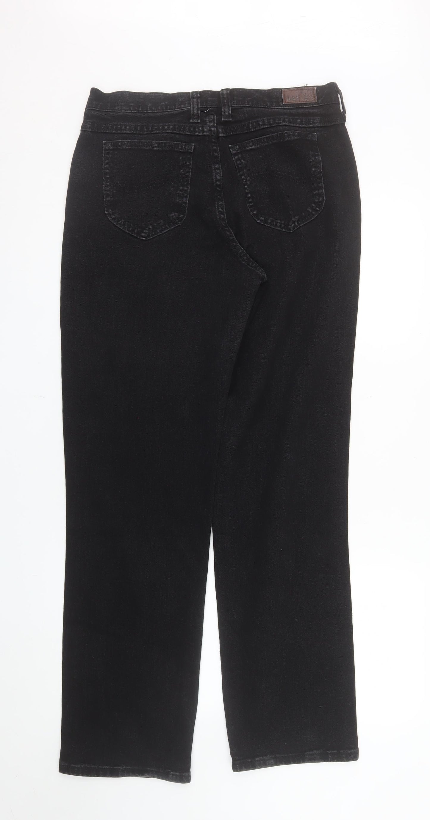 Lee Womens Black Relaxed Straight Leg Jeans Size 8 Long