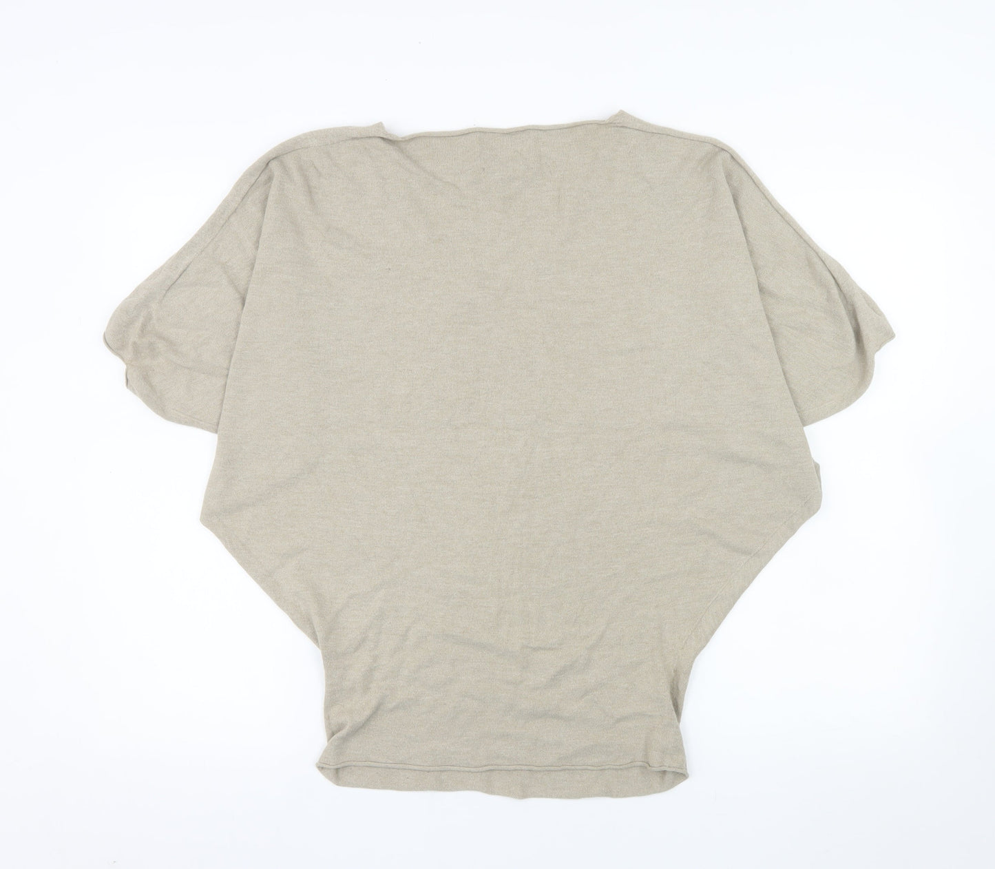 Paul Costelloe Women Beige V-Neck Dolman Sleeve Cotton Top S