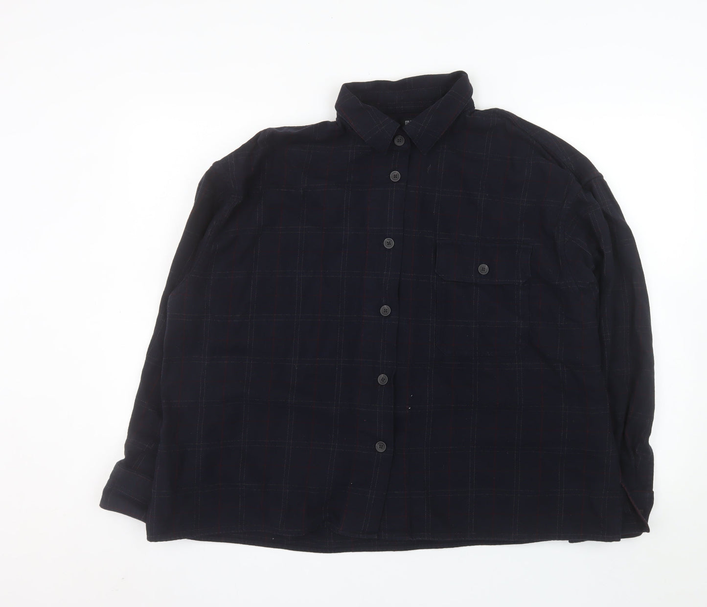 Uniqlo Men's Blue Checked Cotton Flannel Long Sleeve Shirt Size L