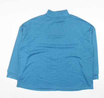 Close-up detail of Dunnes Women’s Blue Mock Neck Long Sleeve jumper XL