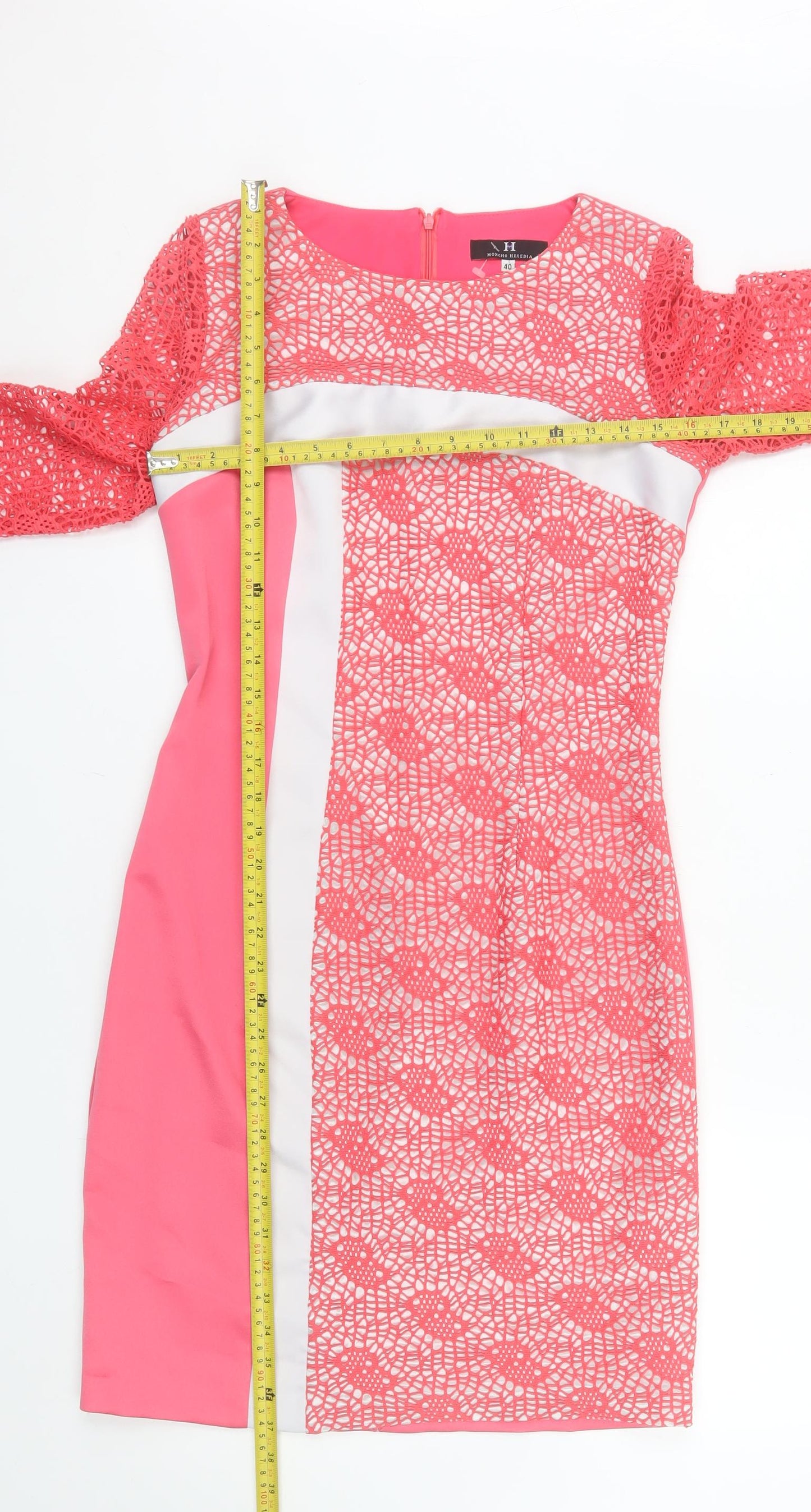 Moncho Heredia Women’s Pink Lace Sheath Dress Size 12 Formal Wedding