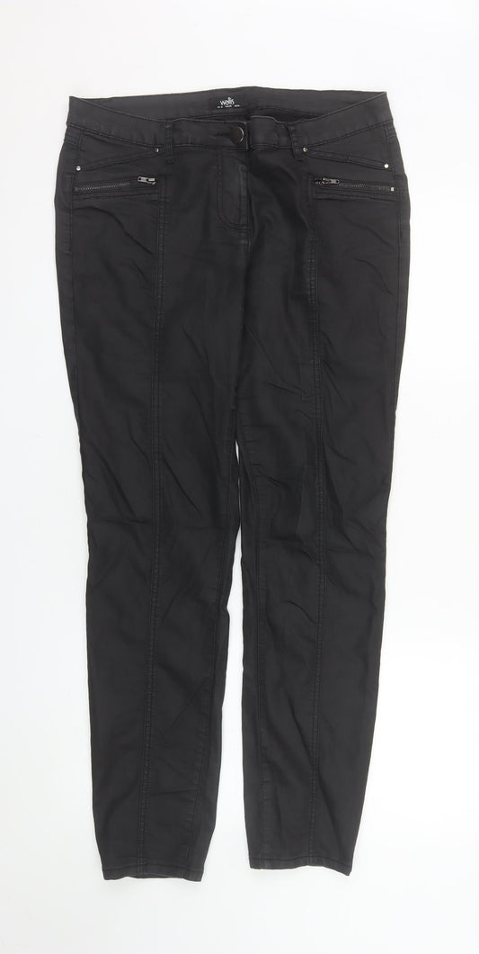 Wallis Womens Black Slim Fit Stretch Trousers UK 14