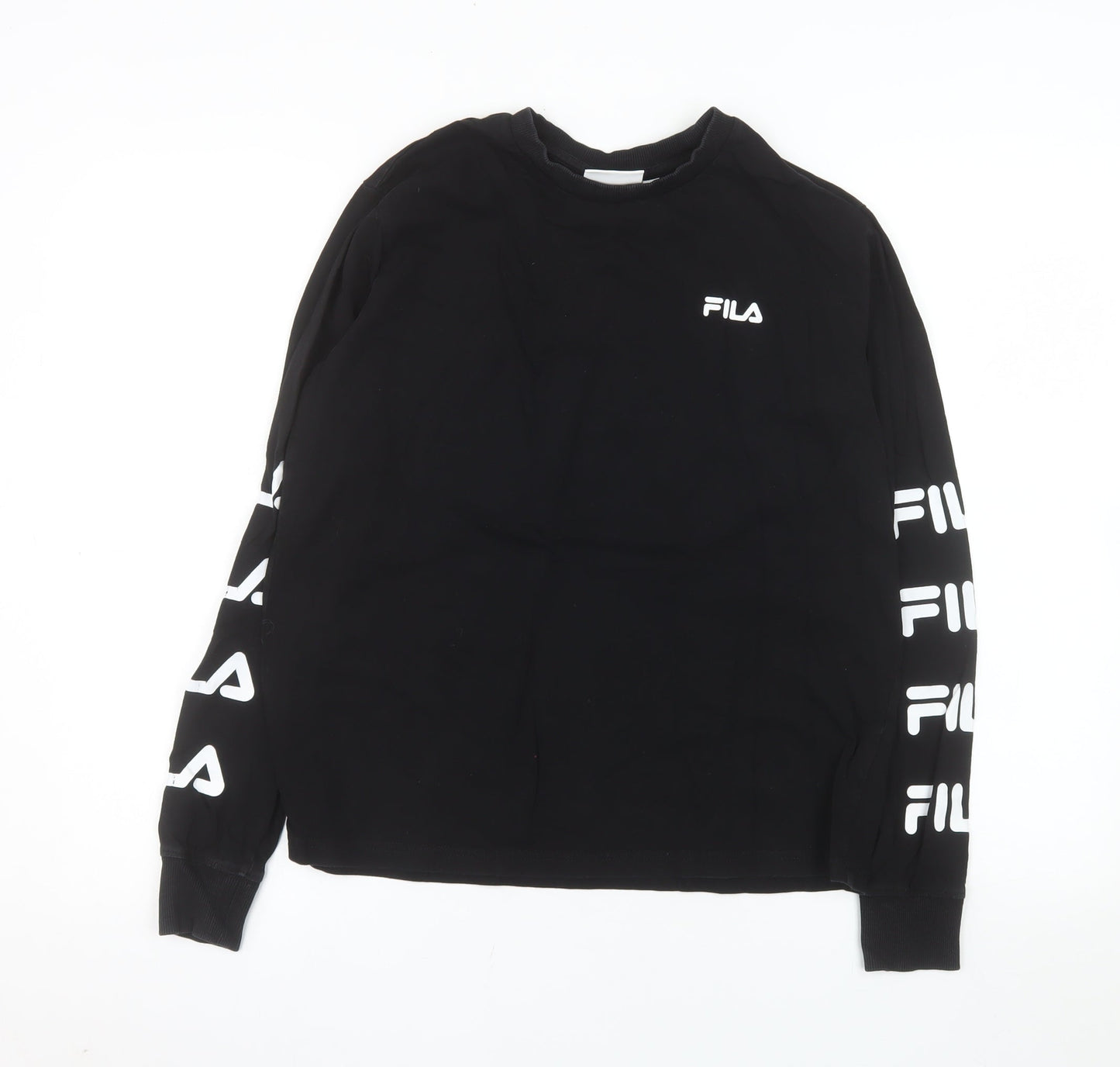 FILA Womens Black Long Sleeve Crew Neck Cotton T-Shirt Size S