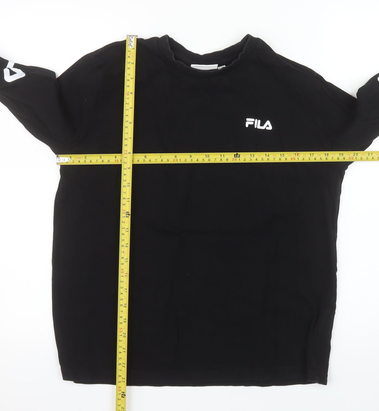 FILA Womens Black Long Sleeve Crew Neck Cotton T-Shirt Size S