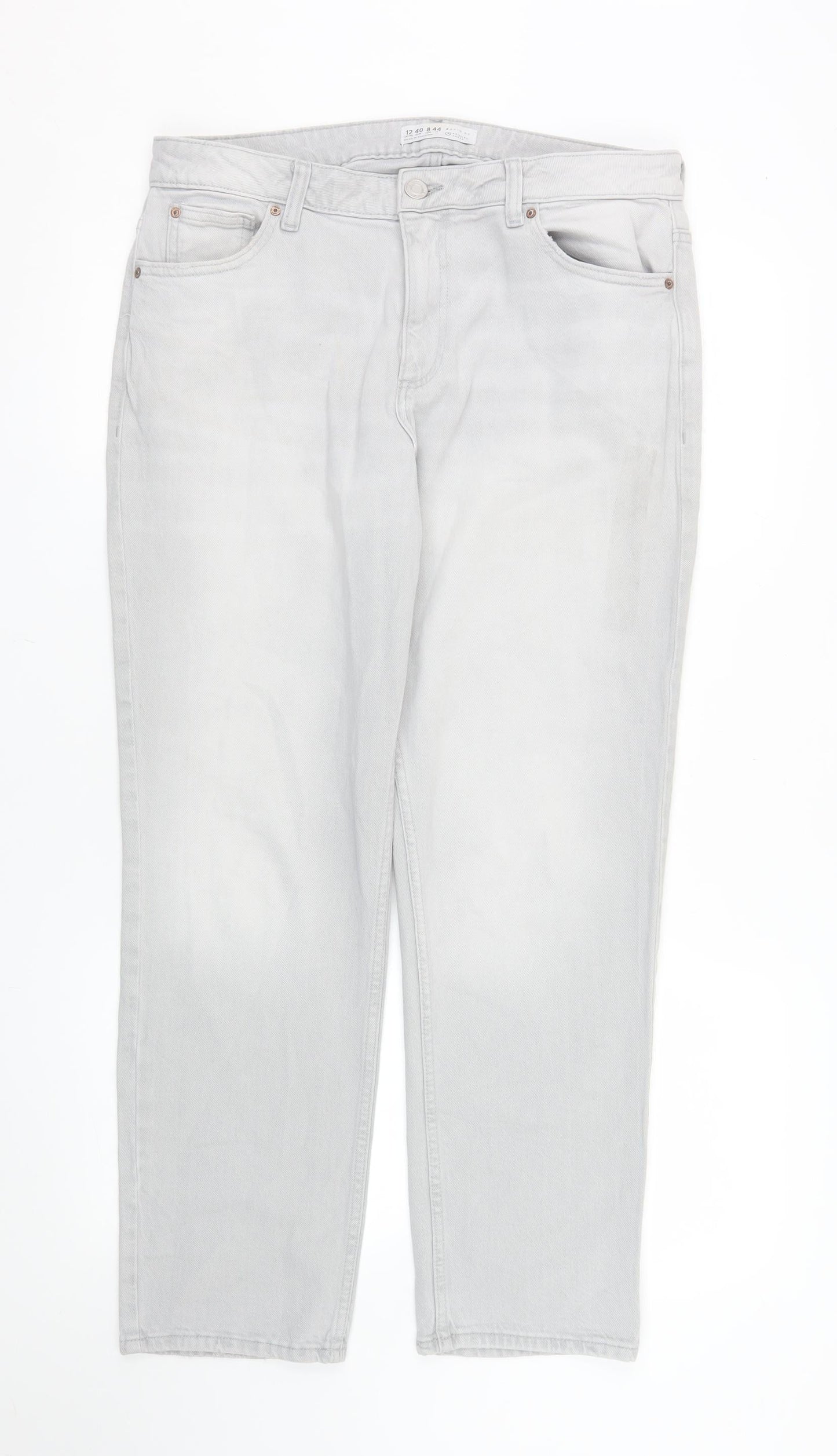 Primark Women Grey Straight Denim Jeans Size 12 Regular Fit