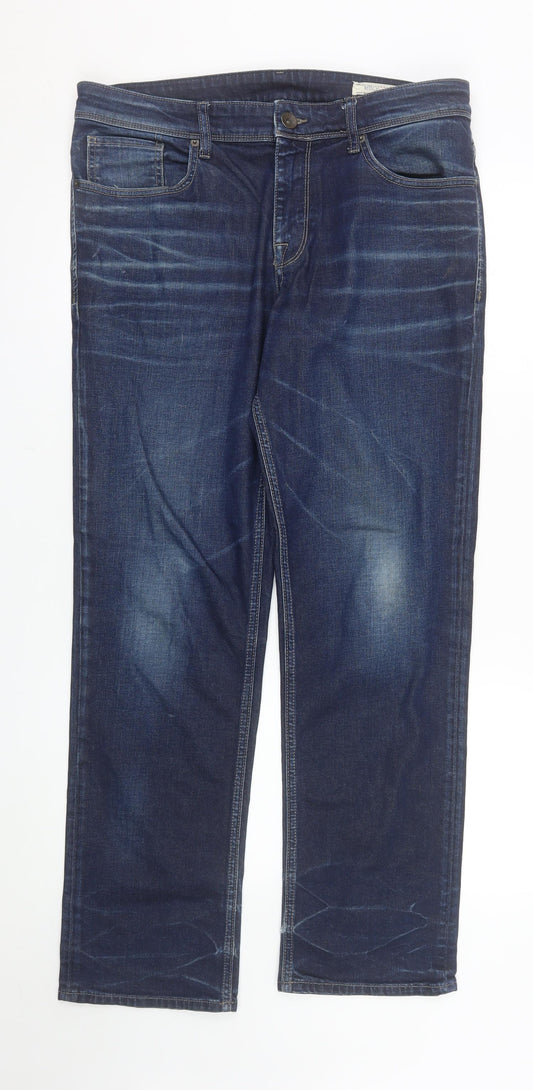 SELECTED Men's Blue Straight Fit Stretch Denim Jeans 34W 32L